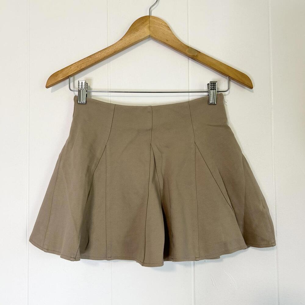 Chocolate U.S.A Beige Khaki School Girl Pleated Mini Skort Women's XS / Small